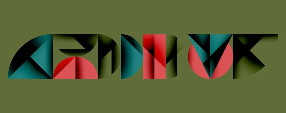 Abstract geometric pattern with intersecting circles and triangles in gradients. Illustrazione stock