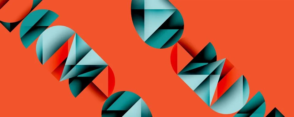 Abstract geometric pattern with intersecting circles and triangles in gradients. Stock Illustration