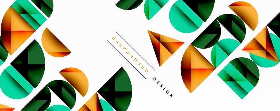 Abstract geometric pattern with intersecting circles and triangles in gradients. Stock Illustration