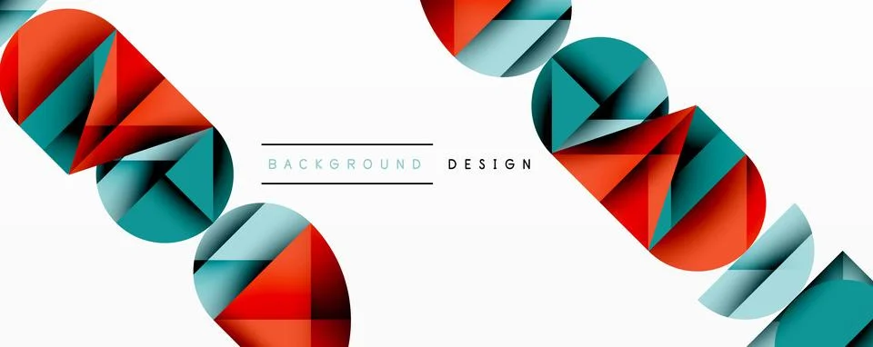 Abstract geometric pattern with intersecting circles and triangles in gradients. Stock Illustration