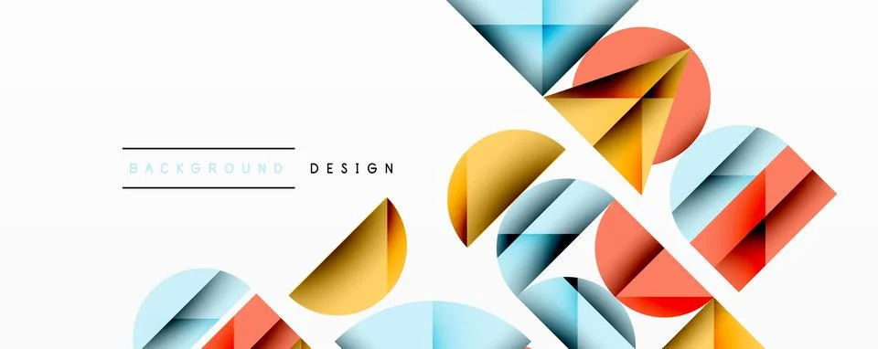 Abstract geometric pattern with intersecting circles and triangles in gradients. Illustrazione stock