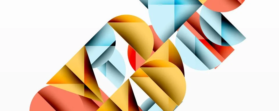 Abstract geometric pattern with intersecting circles and triangles in gradients. Illustrazione stock