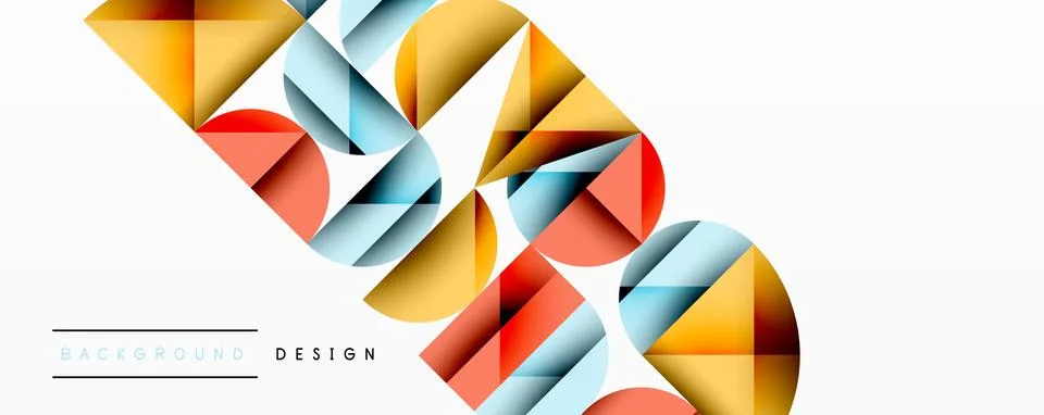 Abstract geometric pattern with intersecting circles and triangles in gradients. Stock Illustration