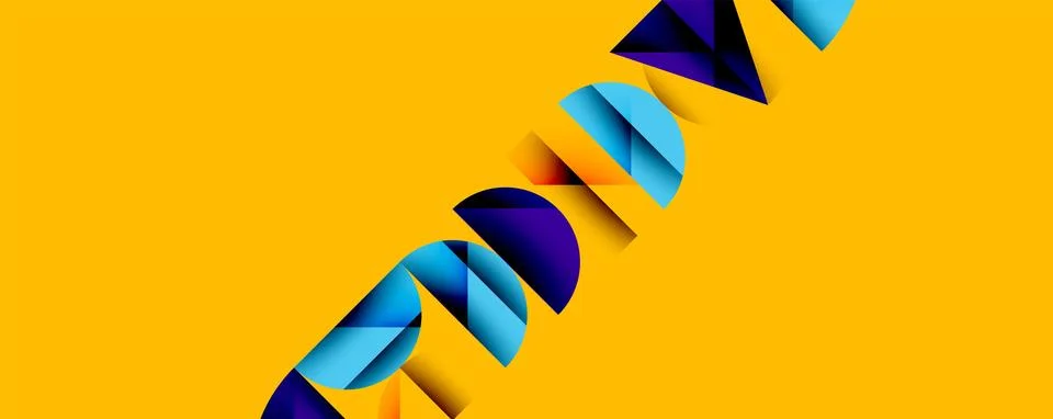 Abstract geometric pattern with intersecting circles and triangles in gradients. Stock Illustration