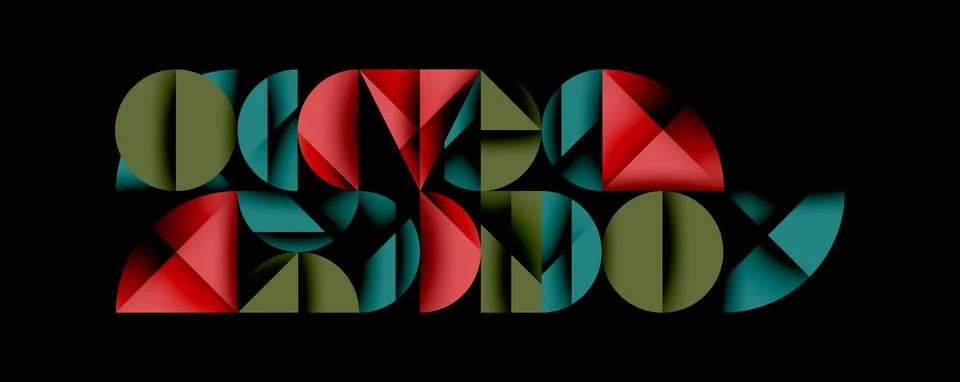 Abstract geometric pattern with intersecting circles and triangles in gradients. Stock Illustration