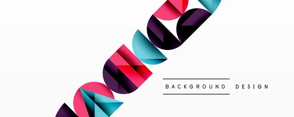 Abstract geometric pattern with intersecting circles and triangles in gradients. Illustrazione stock