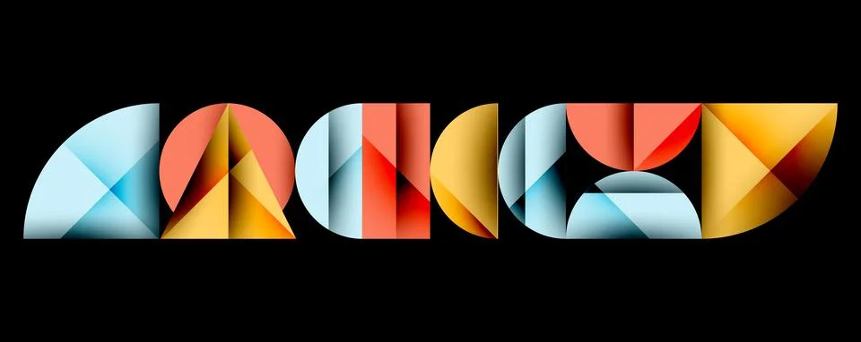 Abstract geometric pattern with intersecting circles and triangles in gradients. Stock Illustration