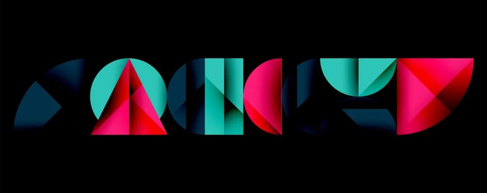 Abstract geometric pattern with intersecting circles and triangles in gradients. Stock Illustration