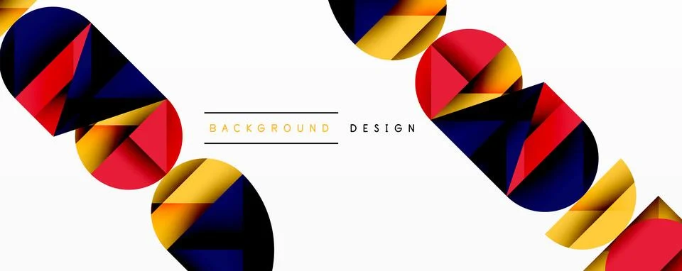 Abstract geometric pattern with intersecting circles and triangles in gradients. Illustrazione stock