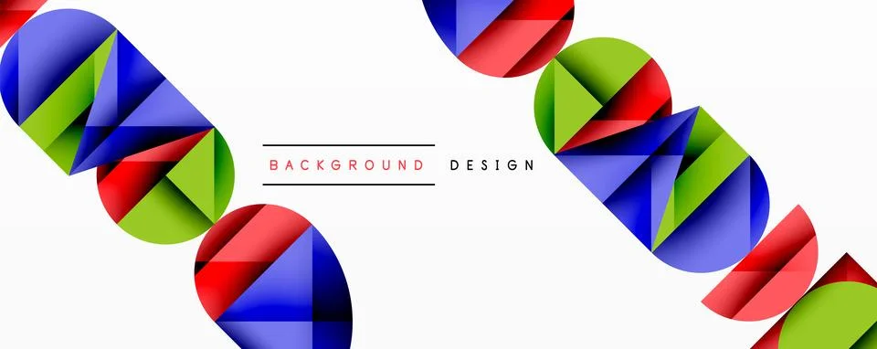 Abstract geometric pattern with intersecting circles and triangles in gradients. Stock Illustration