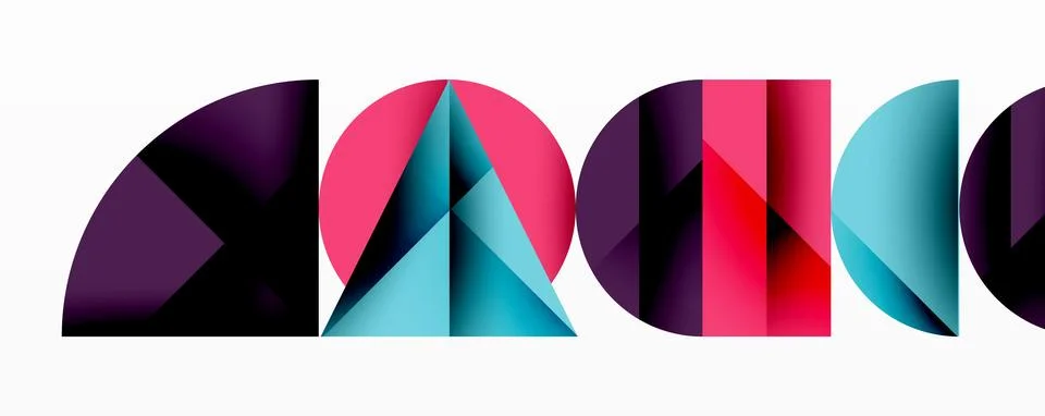 Abstract geometric pattern with intersecting circles and triangles in gradients. Stock Illustration