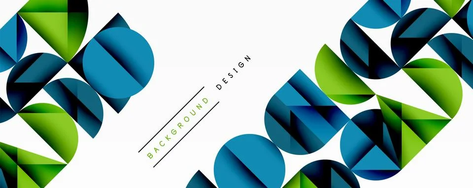 Abstract geometric pattern with intersecting circles and triangles in gradients. Stock Illustration