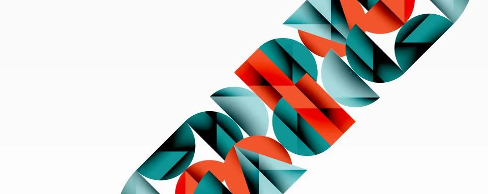 Abstract geometric pattern with intersecting circles and triangles in gradients. Ilustración de archivo