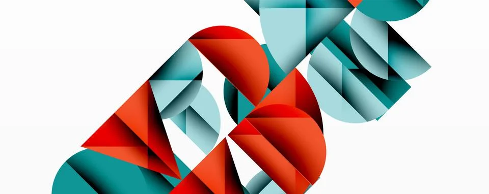 Abstract geometric pattern with intersecting circles and triangles in gradients. Stock Illustration