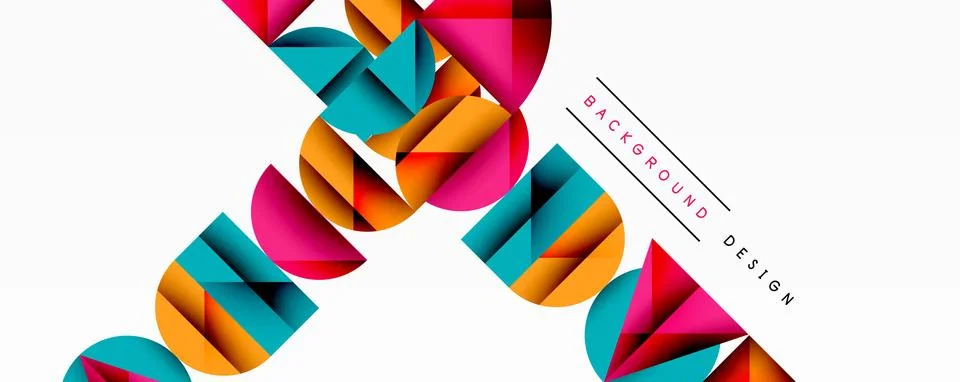 Abstract geometric pattern with intersecting circles and triangles in gradients. Stock Illustration