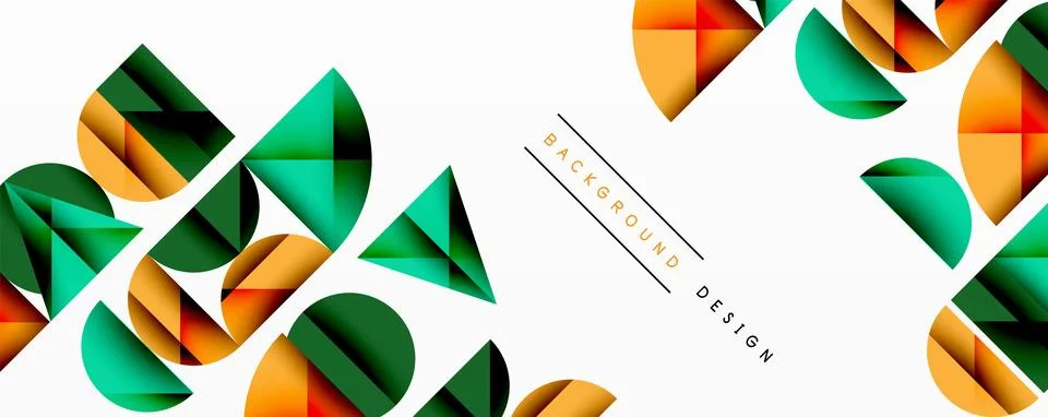 Abstract geometric pattern with intersecting circles and triangles in gradients. Illustrazione stock