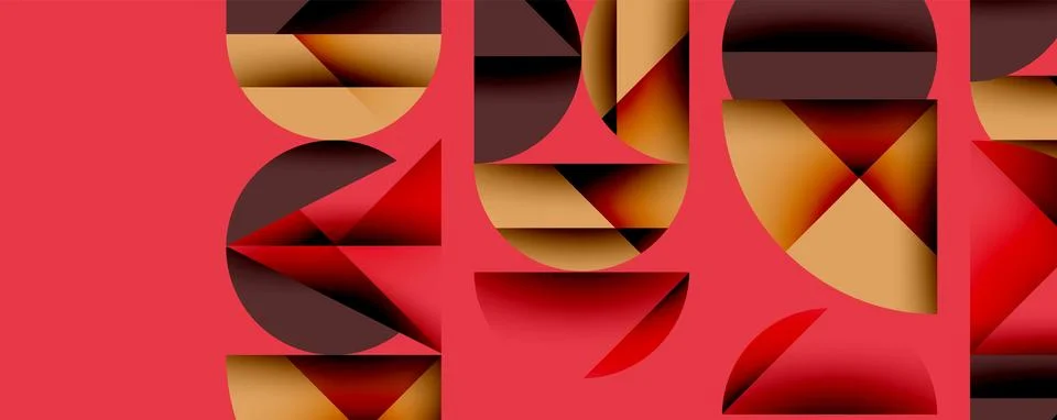 Abstract geometric pattern with intersecting circles and triangles in gradients. Illustrazione stock