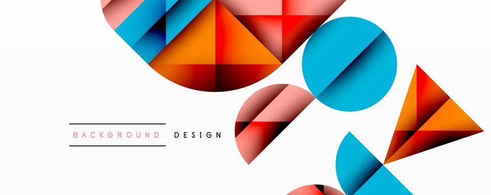 Abstract geometric pattern with intersecting circles and triangles in gradients. Stock Illustration