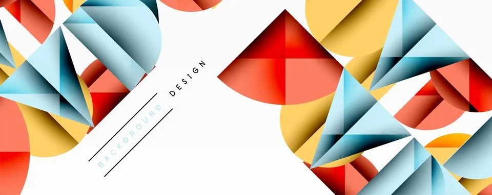 Abstract geometric pattern with intersecting circles and triangles in gradients. Illustrazione stock