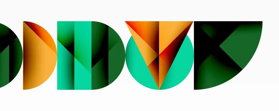 Abstract geometric pattern with intersecting circles and triangles in gradients. Illustrazione stock