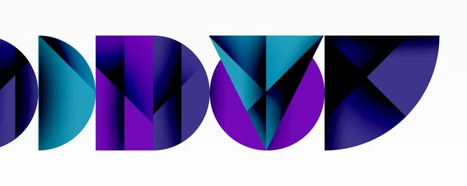 Abstract geometric pattern with intersecting circles and triangles in gradients. Stock Illustration