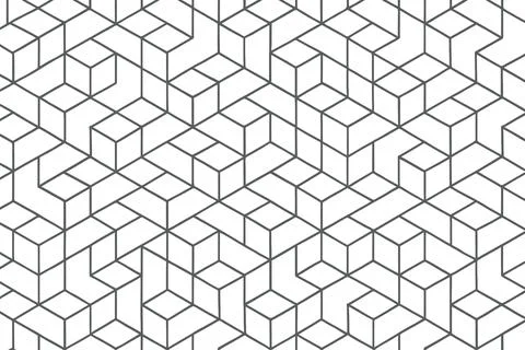 Abstract geometric pattern of intersecting lines and cubes Stock Illustration