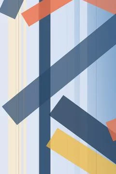 Abstract geometric pattern with layered blocks in blue, gray, coral and bei.. Stock Illustration