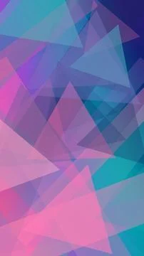 An abstract geometric pattern of layered triangles in teal, purple, and pin.. Stock Illustration