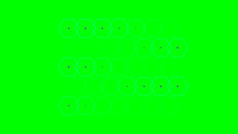 Abstract geometric pattern of light blue hexagons on a vibrant green screen Stock Footage 341839055