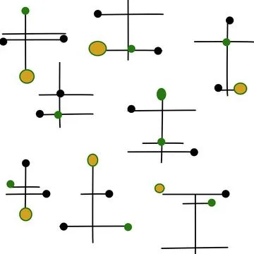 Abstract geometric pattern with linear elements and dots Illustrazione stock