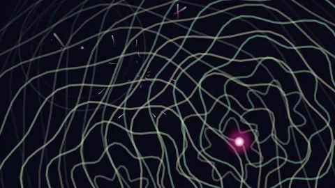 Abstract Geometric Pattern with Lines and Circular Elements on Dark Backgroun Video stock 332183800