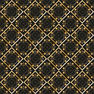 Abstract geometric pattern with lines, rhombuses A seamless background. Dark  Stock Illustration