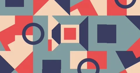 Abstract Geometric pattern loop. Circles, squares, triangles Video stock 153515288
