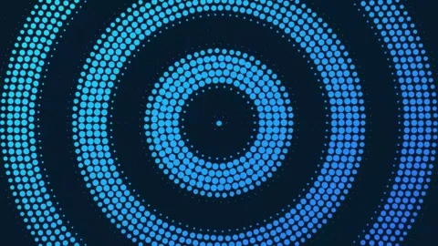 Abstract geometric pattern made of blue dots forming concentric circular shap Stock Footage 348717499