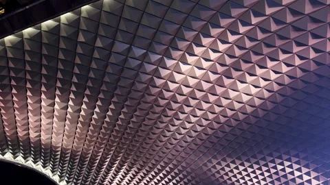 Abstract Geometric Pattern of Modern Building Ceiling Stock Footage 344780163