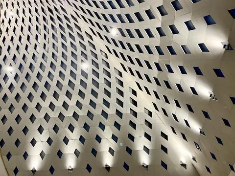 Abstract Geometric Pattern of Modern Building Facade with Diamond Shapes Stock Photos