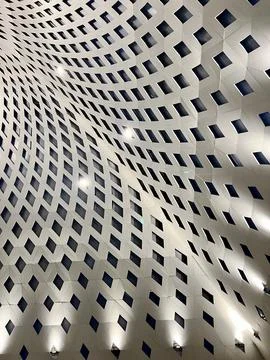 Abstract Geometric Pattern of Modern Building Facade with Diamond Shapes Stock Photos