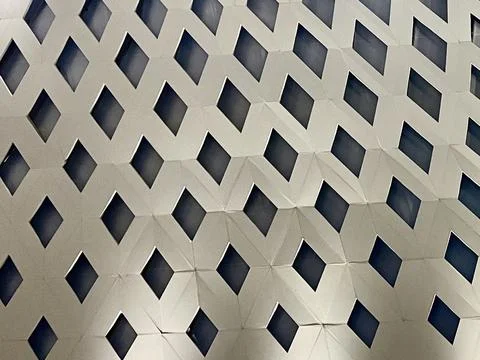 Abstract Geometric Pattern of Modern Building Facade with Diamond Shapes Stock Photos