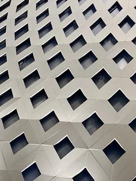 Abstract Geometric Pattern of Modern Building Facade with Diamond Shapes Stock Photos