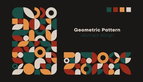 Abstract geometric pattern. Modern simple circle square shapes, minimal banner Stock Illustration