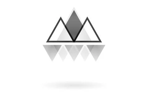 Abstract geometric pattern, monochrome overlapping triangle mountain logo Stock Illustration