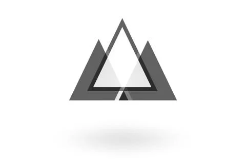 Abstract geometric pattern, monochrome triangle overlapping logo on white bac Stock Illustration