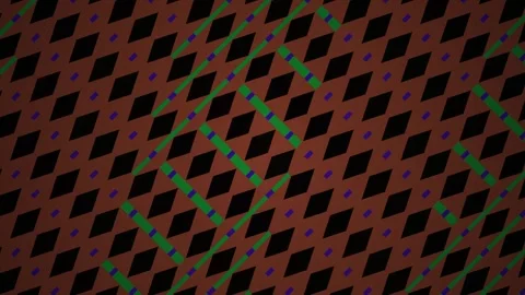 Abstract Geometric Pattern With Moving Green Lines And Dark Diamond Shapes. Stock Footage 334459753