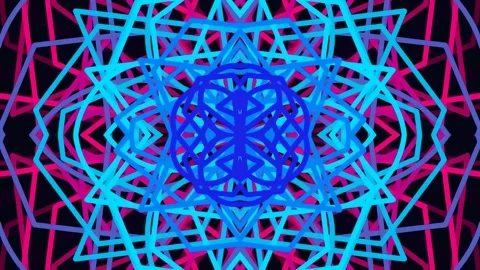 Abstract Geometric Pattern with Neon Blue and Pink Lines. Stock Footage 341531386