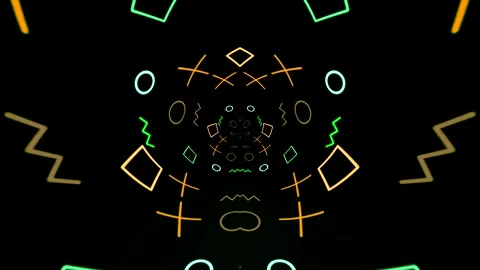 Abstract Geometric Pattern with Neon Colors Stock Footage 289131092