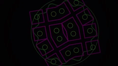 Abstract Geometric Pattern with Neon Glow and Glitch Effects. Stock Footage 334459990
