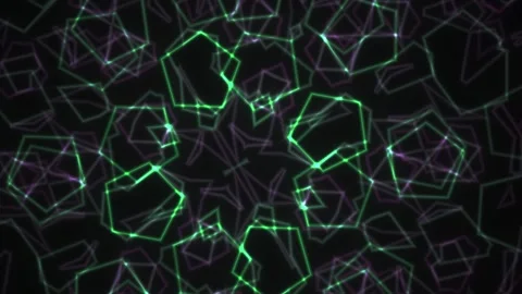 Abstract Geometric Pattern with Neon Glow and Dark Background. Stock Footage 334460265