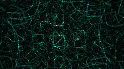 Abstract Geometric Pattern with Neon Green Lines on Black Background. Stock Footage 333913861