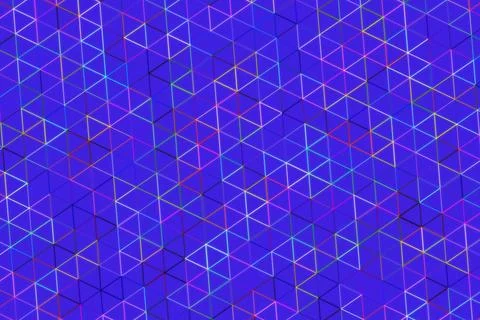 Abstract geometric pattern with neon lines on blue background Illustrazione stock