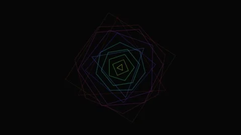 Abstract geometric pattern of nested colorful lines on a dark background Video stock 335117612